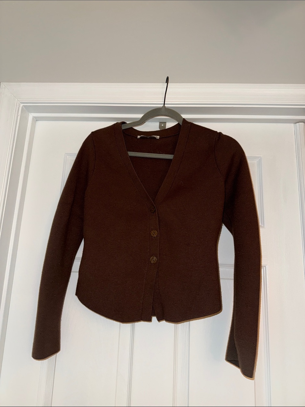 A&F Classic Brown V-Neck Button Cardigan Sweater